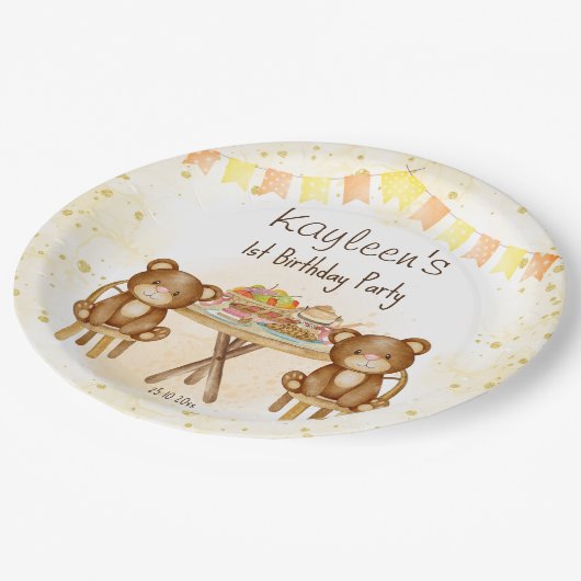 テディはピクニックの誕生日パーティーを催す ペーパープレート (アングル)