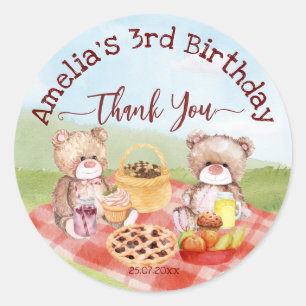 テディはピクニックの誕生日パ感謝していーティー ラウンドシール