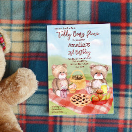 テディはピクニック誕生日パーティー招待状 招待状