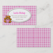 テディはピンクの格子縞の演劇の日付カードに関係します コーリングカード (正面/裏面)