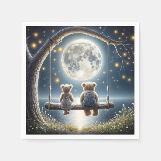テディは月明かりの中で揺れる スタンダードカクテルナプキン (正面)