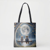 テディは月明かりの中で揺れる トートバッグ (正面)