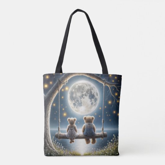 テディは月明かりの中で揺れる トートバッグ (裏面)
