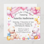 テディは赤ちゃんシャワーの誘ユニセックス誘を受ける 招待状 (正面/裏面)