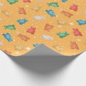 テディよくはしゃぐベアと雪片ラッピング紙 ラッピングペーパー (角)