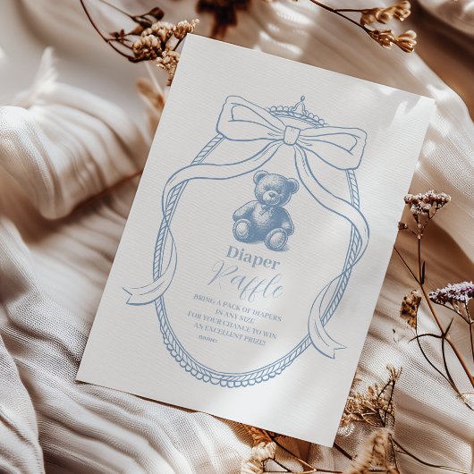 テディエレガントフランスのベアおむつラッフル エンクロージャーカード