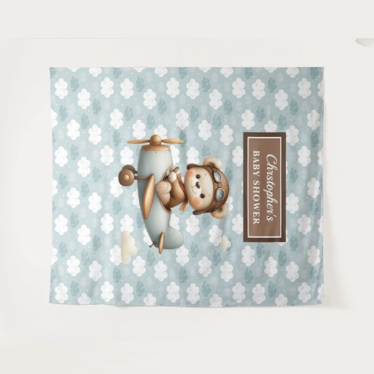 テディエレガントベアパイロットベビーシャワー壁の装飾 タペストリー (正面(横))