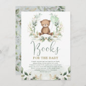 テディエレガントベア緑の金ゴールドブックベビー エンクロージャーカード (正面/裏面)
