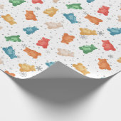 テディカラフルベアと雪片のラッピング紙 ラッピングペーパー (角)