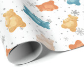 テディカラフルベアと雪片のラッピング紙 ラッピングペーパー (ロールコーナー)