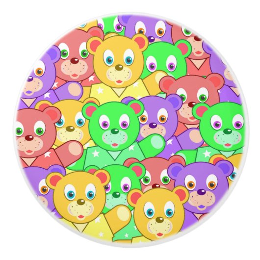 テディカラフルベア セラミックノブ (正面)