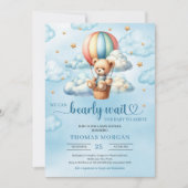テディカラフルベアbearly wait男の子の赤ちゃんシャワー 招待状 (正面)