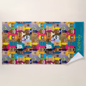 テディカラフルーは多くの職業を持つ ビーチタオル (正面)