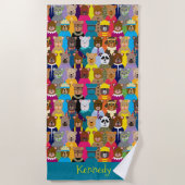 テディカラフルーは多くの職業を持つ ビーチタオル (正面)