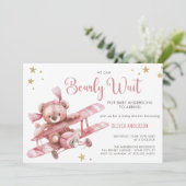 テディガーリーベア我々は赤ちゃんシャワーを待つことができる 招待状 (スタンド正面)