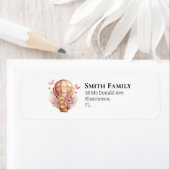 テディガールピンクフォーラルホットエアバルーンラベル ラベル (インサイチュ)