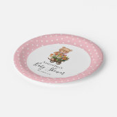 テディガールフォーラルド素朴ットピンク紙プレート ペーパープレート (アングル)