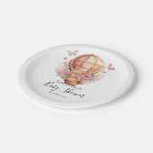 テディガールフォーラルホットエアバルーンピンク ペーパープレート (アングル)