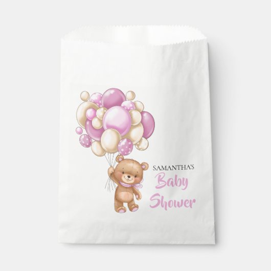 テディガール赤ちゃんシャワー – 白 フェイバーバッグ (正面)