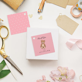 テディクラシックベアピンク赤ちゃんシャワー フェイバータグ