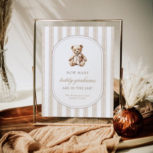 テディグラハム赤ちゃんシャワーゲームのサインの数を推測 ポスター