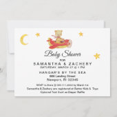 *~*テディシンプルベアレッド飛行機男の赤ちゃんシャワー 招待状 (裏面)