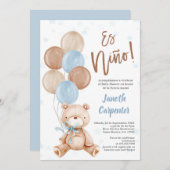 テディスペインのベアベイビーシャワーボーイ招待状 招待状 (正面/裏面)