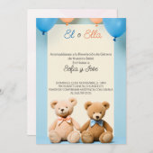 テディスペインのベア性別リビールパーティの招待状 招待状 (正面/裏面)