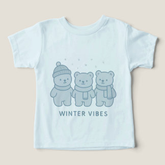 テディチームの冬の雰囲気キッズTシャツ