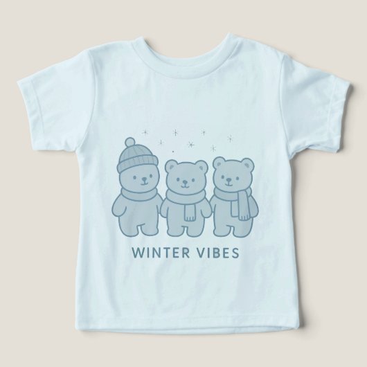 テディチームの冬の雰囲気キッズTシャツ (デザイン正面)