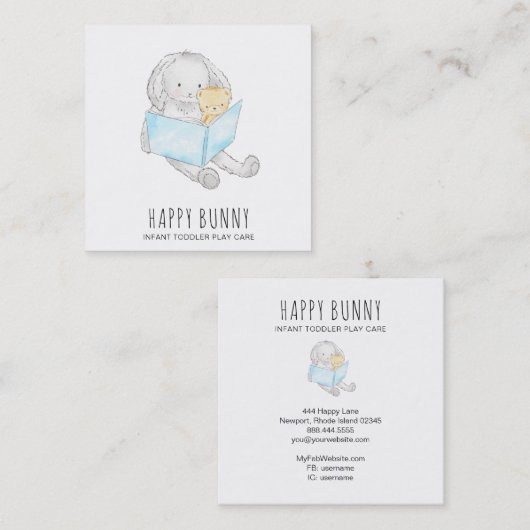 *~*テディバニーラビットデイケア先生ナニーテュター スクエア名刺 (正面/裏面)