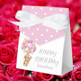 テディバルーンバーリーウェイト誕生日ガールピンク フェイバーボックス