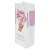 テディバルーンバーリーウェイト誕生日ガール ワインギフトバッグ (正面アングル)