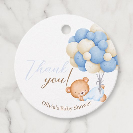テディバルーン男の赤ちゃんシャワー フェイバータグ (正面)