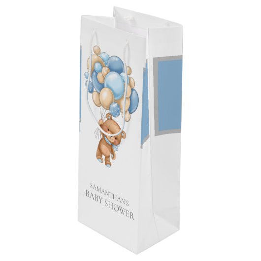 テディバーリーウェイベビーシャワーボーイワイン抱き枕 ワインギフトバッグ (正面アングル)