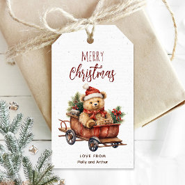 テディパーソナライズされたベアとのクリスマスラベル ギフトタグ