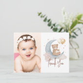 テディパーソナライズされたベアの写真サンキューカード 招待状 (スタンド正面)