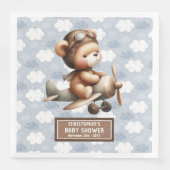 テディパーソナライズされたベアパイロットベビーシャワーパーティー (正面)