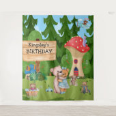 テディパーソナライズされたベアピクニックビレッジ タペストリー (正面)