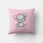 テディパーソナライズされたベアーベビーガールピンク クッション (裏面)