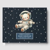 テディパーソナライズされたベア宇宙飛行士ボーイベビーシャワー ゲストブック (正面)