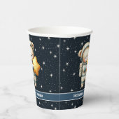 テディパーソナライズされたベア宇宙飛行士ボーイ誕生日 紙コップ (右)