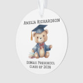 テディパーソナライズされたベア幼稚園卒業 オーナメント (正面)