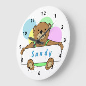 テディパーソナライズされたベア時計 ラージ壁時計 (傾斜)