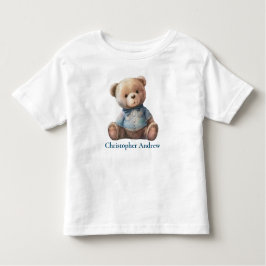 テディパーソナライズされたベア男の赤ちゃんかわいいギフト トドラーTシャツ