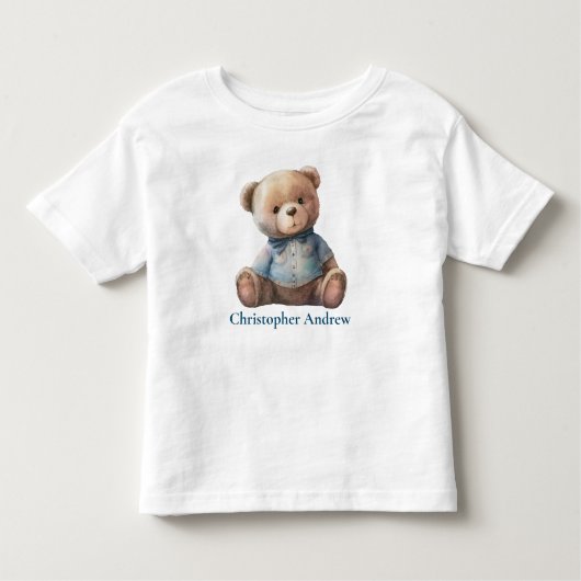 テディパーソナライズされたベア男の赤ちゃんかわいいギフト トドラーTシャツ (正面)