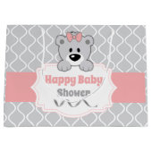 テディパーソナライズされたベア赤ちゃんシャワー ラージペーパーバッグ (正面)