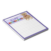 テディパーソナライズされたベア（ユダヤ教の）バル・ミツバーメモ帳 – 紫 ノートパッド (アングル)