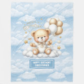 テディパーソナライズされたー付き最初の誕生日ブランケット フリースブランケット (正面)