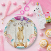 テディパーソナライズされた素朴ベア ペーパープレート (パーティー)